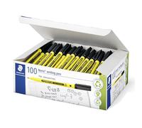 STAEDTLER Noris 307 Fineliner - Noir, 100 pièces, 0,6 mm | Pointe résistante, encre DRY SAFE à base d'eau, 97 % de plastique recyclé - Réf. 307-9 C100