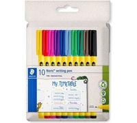 Staedtler Noris Writing Pen 307 C10 Feutre fin avec boîtier en plastique 97% recyclé conforme à la norme ISO 14021 Étui en carton avec 10 feutres fins aux couleurs assorties