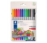 Staedtler Noris 320 C12 Lot de 12 feutres à double fibre, pointe résistante à la pression, lavable, largeur de trait 1 à 3 mm, étui en carton avec 12 feutres de couleurs assorties