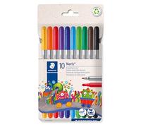 Staedtler Feutres Noris 320 C10 – Lot de 10 couleurs assorties, double fibre, lavables, 1–3 mm