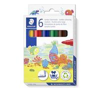 Staedtler Noris 340 Jumbo Feutres de coloriage, spécialement conçus pour les petites mains des enfants, étui en carton avec 6 feutres Jumbo aux couleurs assorties, 340 C6