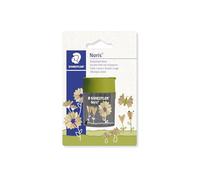 STAEDTLER Noris 512 Boîte à taille-crayons double - Motif floral | Insert de taille-crayon en métal pour 2 formats de 8,2 à 10,2 mm de diamètre, couvercle de fermeture - Réf. 512 004BK