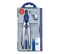 Staedtler Noris 550, Compas scolaire de précision à réglage rapide et micrométrique, Idéal pour l'école et le collège, Coffret avec adaptateur universel, 550 01