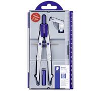 Staedtler Noris 550, Compas scolaire de précision à réglage rapide et micrométrique, Idéal pour l'école et le collège, Coffret avec adaptateur universel, 550 01