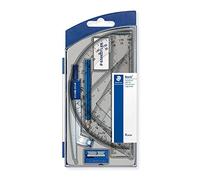 Staedtler Noris 550, Compas scolaire de précision avec attache-crayon intégrée pour l'école, Boîtier refermable pratique avec outils de géométrie, 550 60 S8