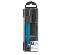 Staedtler Noris 550, Compas scolaire de précision bleu pour l'école, Boîtier refermable pratique avec étui de mine, 550 50 M1