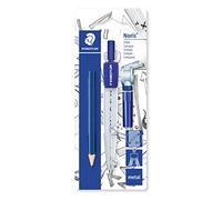 Staedtler Noris 550, Compas scolaire de précision pour l'école, Étui blister avec crayon, étui de mine et attache-compas universelle, 550 60 BK