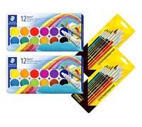Staedtler Noris Club 888 NC12 Boîte de 12 pots de couleurs interchangeables (2, 12 couleurs + pinceau)