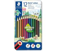 Staedtler Noris Colour 185 Boîte Métal 12 Crayons De Couleur Assortis En Bois Upcyclé 185 M12