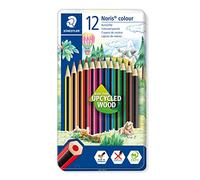 STAEDTLER - Noris colour 185 - Boîte métal 12 crayons de couleur assortis en bois upcyclé - 185 M12