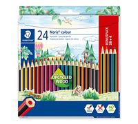 Staedtler Crayons de couleur Noris colour 185 – Étui carton 24 (20+4 offerts) bois upcyclé