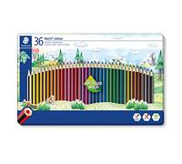Staedtler – Crayons de couleur Noris colour 185 M36 – Boîte métal 36 crayons assortis bois upcyclé