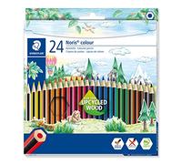 Staedtler Crayons de couleur Noris colour 185 – Etui carton 24 crayons assortis en bois upcyclé