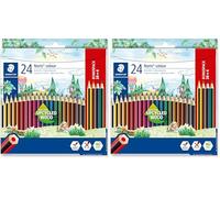 Staedtler - Noris colour 185 - Etui carton 24 crayons de couleur assortis en bois upcyclé - 20 + 4 offerts - 185 C24P (Lot de 2)