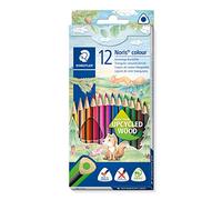 Staedtler Crayons de couleur Noris Colour 187 C12 - Triangulaires, bois upcyclé, 12 couleurs