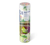 Staedtler Noris Colour, Crayons de couleur hexagonaux de très haute qualité, Fabriqués en bio-matériau innovant, Tube métal avec 24 crayons assortis, 185 MD24