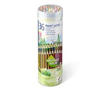 Staedtler Noris Colour, Crayons de couleur hexagonaux de très haute qualité, Fabriqués en bio-matériau innovant, Tube métal avec 36 crayons assortis, 185 MD36