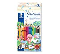 Staedtler Noris Erasable, Crayons de couleur gommables avec système anti-casse, Mine douce de 3 mm, Étui carton avec 12 couleurs vives différentes, 144 50NC12
