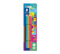 Staedtler Crayons Noris Happy 118 BK4 HA triangulaires HB rayées haute résistance, 4 crayons