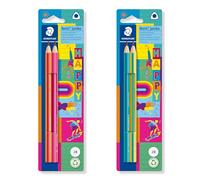 Staedtler - Noris Jumbo 119 - Blister 2 Crayons Graphite Triangulaire Gros Module Hb - Edition Happy - Couleurs Aléatoires - 119 Bk2 Ha