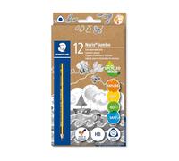 Staedtler Noris Jumbo 119, Crayons à papier pour initiation à l'écriture, Adapté et conçu pour les enfants, Boîte en carton avec 12 crayons HB assortis, 119 VE