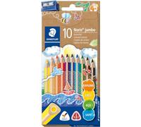 STAEDTLER Noris Jumbo 128 Crayons de couleur - 10 couleurs + taille-crayon
