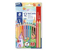 Staedtler Noris Jumbo 128 Crayons de couleur - 12 couleurs, triangulaire | Corps jumbo ergonomique, résistance à la casse A·B·S - bois FSC, enfants & adultes - Art.-Nr. 128 NC12P1