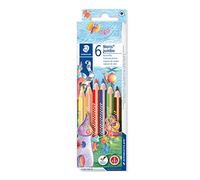 Staedtler Noris Jumbo, Crayon de couleur triangulaire gros module, idéal pour les premiers exercices d'écriture et de dessin, Lot de 6 crayons aux couleurs assorties, 128 NC6