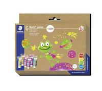 STAEDTLER Noris Junior 8816 Peintures au doigt - 6 couleurs néon | Pour les tout-petits à partir de 2 ans, sans danger et lavables - non toxiques - Réf. 8816F C6