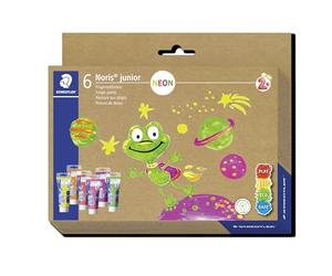 STAEDTLER Noris Junior 8816 Peintures au doigt - 6 couleurs néon | Pour les tout-petits à partir de 2 ans, sans danger et lavables - non toxiques - Réf. 8816F C6