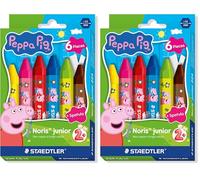 Staedtler Noris junior crayons de cire Peppa Pig lot de 12 - crayons épais pour colorier de grandes surfaces et réaliser des techniques créatives - pour les petites mains