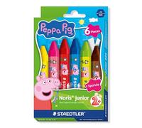 STAEDTLER Noris junior crayons de cire Peppa Pig lot de 6 - crayons épais pour colorier de grandes surfaces et réaliser des techniques créatives - pour les petites mains