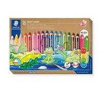 Staedtler Buddy 3 In 1 Crayon De Couleur Cire Pour Verre, Carton Couleurs Assorties 9.5 Mm Pack De 18
