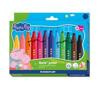 Staedtler Feutres Noris junior Peppa Pig – lot de 12, pointe extra-large, lavables, ergonomiques