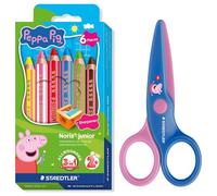 STAEDTLER Noris junior Peppa Wutz: lot de 6 crayons de couleur et ciseaux pour enfants à bouts arrondis pour les premiers travaux manuels