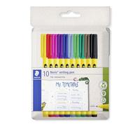 Staedtler Noris Writing Pen 307 C10 Feutre fin avec boîtier en plastique 97% recyclé conforme à la norme ISO 14021 Étui en carton avec 10 feutres fins aux couleurs assorties