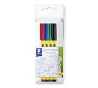 Staedtler Noris Writing Pen 307 C4 Feutre fin avec boîtier en plastique 97% recyclé conforme à la norme ISO 14021 Étui en carton avec 4 feutres fins aux couleurs assorties