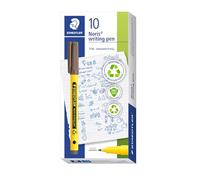 Staedtler Noris writing Pen 307 Feutres fins, boîtier en plastique 97% recy onforme à la norme ISO 14021, stylo fin en plastique recyclé, marron tabac, boîte pliable, 10 feutres fins, 307-77