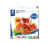 Staedtler Pastels à l'huile de qualité professionnelle, Couleurs profondes et résistantes à l'eau, Étui carton avec 24 couleurs assorties, 2420 C24
