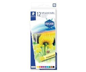 Staedtler Pastels tendres de qualité professionnelle, Couleurs lumineuses et facilement miscibles, Étui carton avec 12 couleurs assorties, 2430 C12