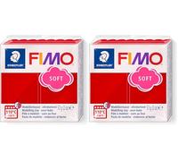STAEDTLER Pâte à modeler polymère durcissant au four FIMO rouge Noël 8020-2 P (1 bloc de 57 g) (Lot de 2)