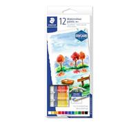 Staedtler Peinture aquarelle de qualité professionnelle, Couleurs très pigmentées et faciles à mélanger, Étui carton avec 12 tubes de peinture aux couleurs vives assorties, 8880 C12