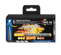 Staedtler - PIGMENT ART - Brush 371 - Etui carton 6 feutres - Pointe pinceau Jaunes & Oranges - Assortis - 371 C6-5