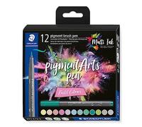 Staedtler pigment brush pen Pastel Colour 371 C12-2 Stylo feutre fin trié par couleur, pastel 12 pc
