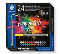 STAEDTLER - Pigment Art - Pigment brush 371 - Etui carton 24 feutres pointe pinceau couleurs pastel assorties - 371 C24-2