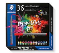 STAEDTLER - Pigment Art - Pigment brush 371 - Etui carton 36 feutres pointe pinceau couleurs nature assorties - 371 C36