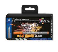 STAEDTLER - Pigment Art - Pigment brush 371 - Etui carton 6 feutres pointe pinceau gris & caramels assortis - 371 C6-4