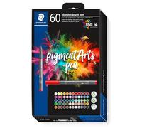 STAEDTLER - pigment Arts - Brush 371 - Etui carton 60 feutres - Pointe pinceau - Couleurs assorties - 371 C60