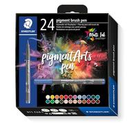 Staedtler Feutres PIGMENT ART Brush 371, Étui carton 24 feutres, pointe pinceau, couleurs assorties