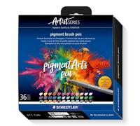 Staedtler Pigment Brush Pen 371 feutres pinceaux - 36 couleurs | Encre Multi Ink haute résistance à la lumière, imperméable & permanente - coloriage & aquarelle - Art.-Nr. 371 C36